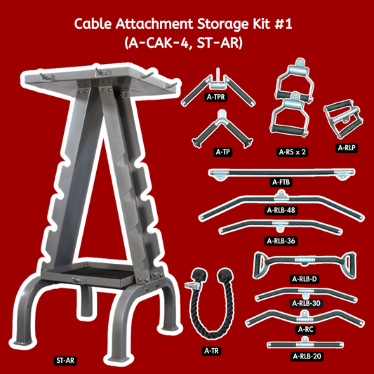 Complete Cable Attachment and Storage Kit #1 - Storage Triceps Rope Rotating Lat Bar Handles Curl