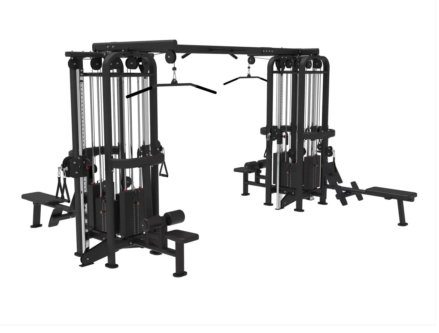 8 Stack Megatron Standard Jungle Gym 2 Colors - Black/Silver Lat Pulldown Pull-up Low Row Single/Double Pulleys