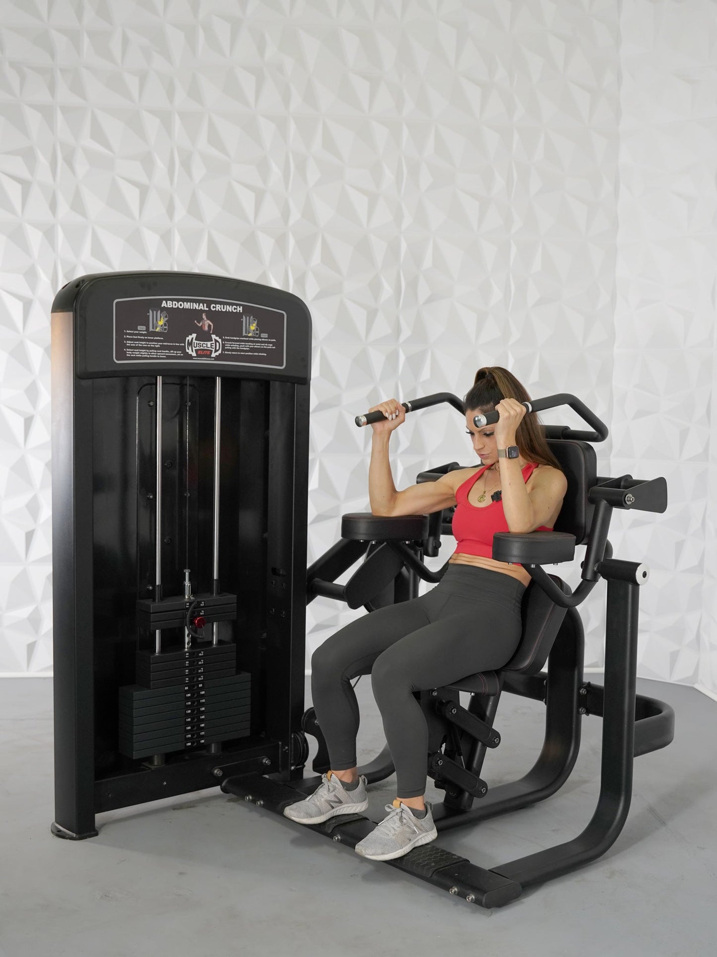 Elite Selectorized AB Crunch Machine - Commercial Adjustable Seated Pin Selectorized Abdominal Crunch