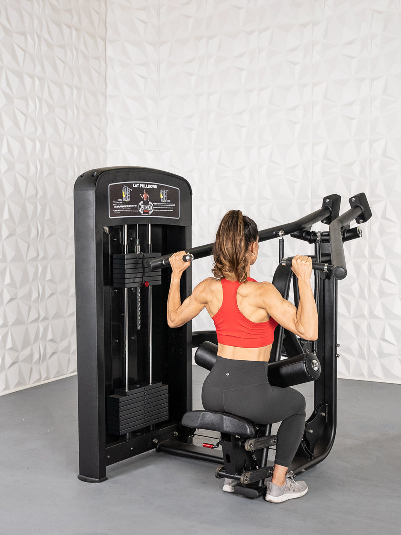 Elite Selectorized Lat Pulldown - Commercial Adjustable Seated Pin Selectorized Lat Pull-Down