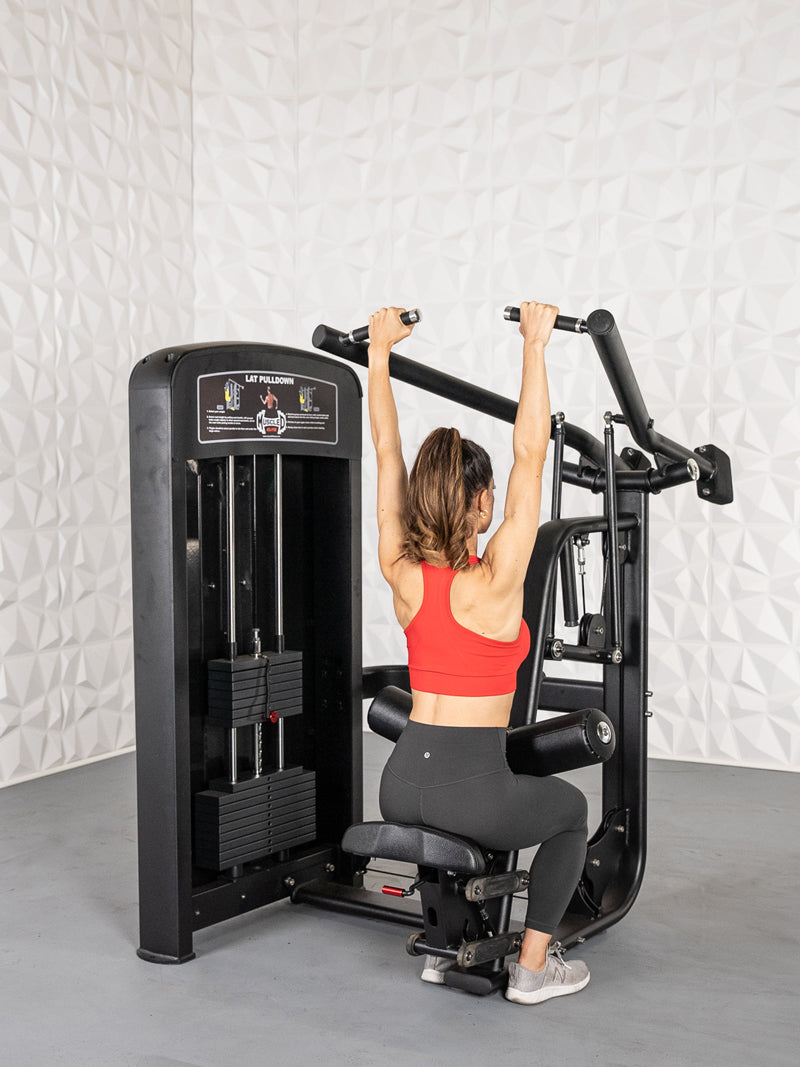 Elite Selectorized Lat Pulldown - Commercial Adjustable Seated Pin Selectorized Lat Pull-Down