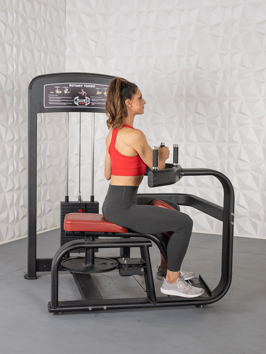 Elite Selectorized Rotary Torso - Commercial Adjustable Seated Pin Selectorized Oblique Trainer Rotary Torso Workout