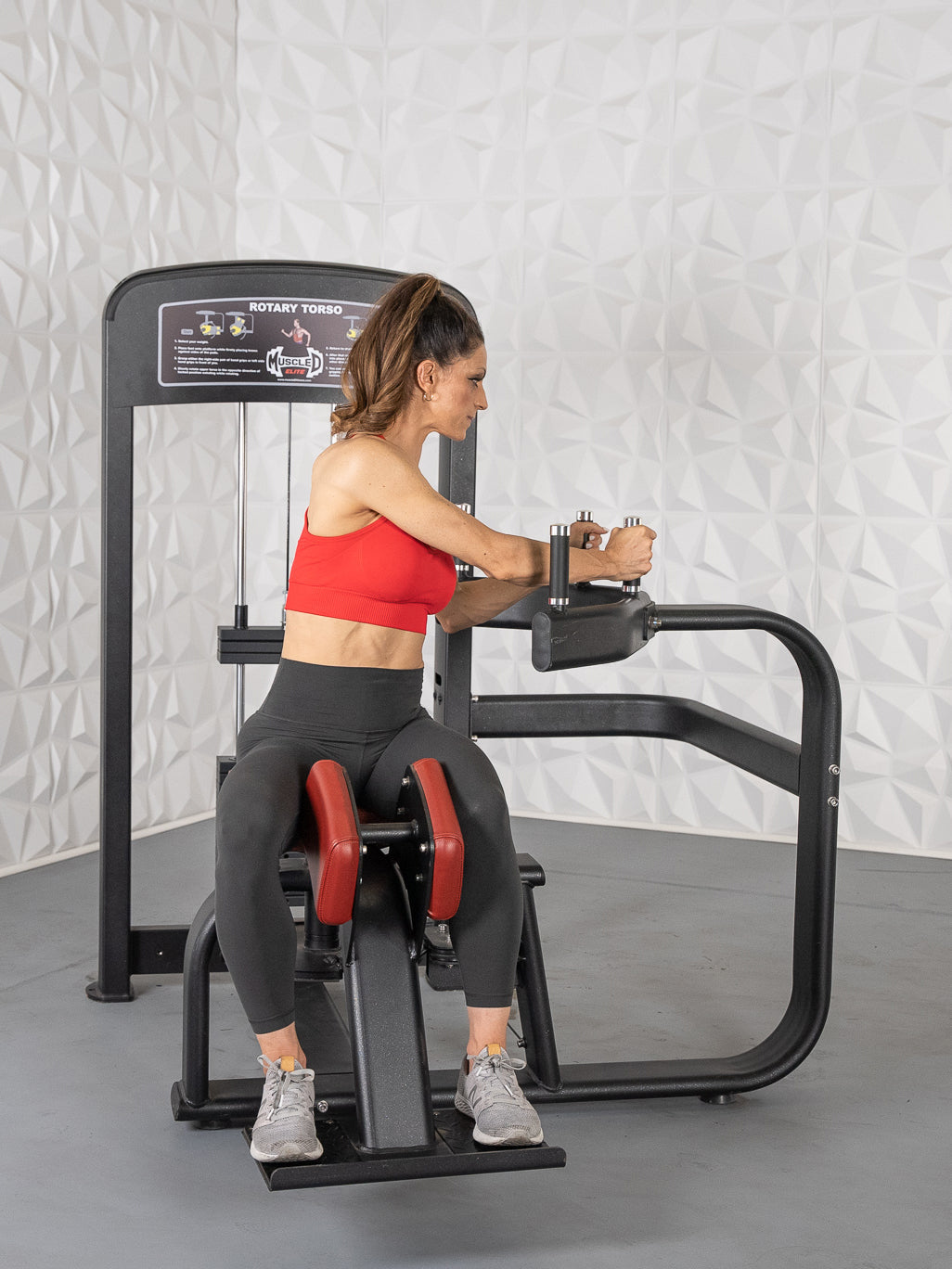 Elite Selectorized Rotary Torso - Commercial Adjustable Seated Pin Selectorized Oblique Trainer Rotary Torso Workout