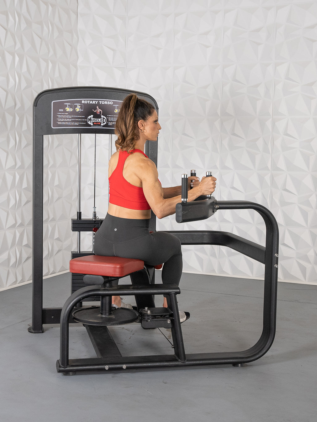Elite Selectorized Rotary Torso - Commercial Adjustable Seated Pin Selectorized Oblique Trainer Rotary Torso Workout