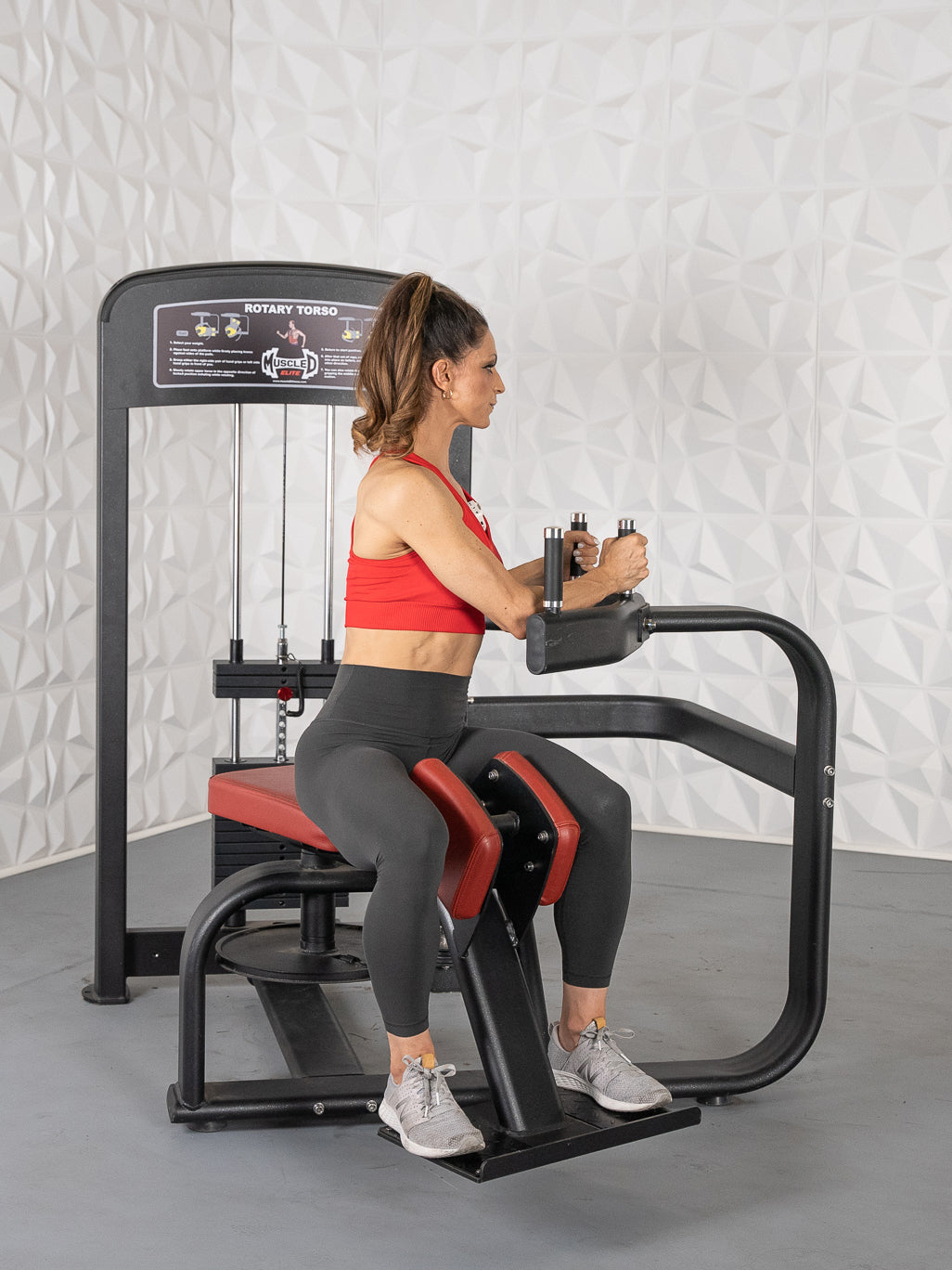 Elite Selectorized Rotary Torso - Commercial Adjustable Seated Pin Selectorized Oblique Trainer Rotary Torso Workout