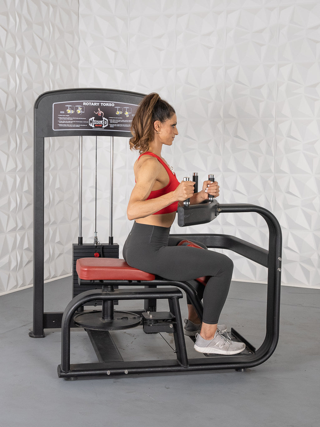 Elite Selectorized Rotary Torso - Commercial Adjustable Seated Pin Selectorized Oblique Trainer Rotary Torso Workout