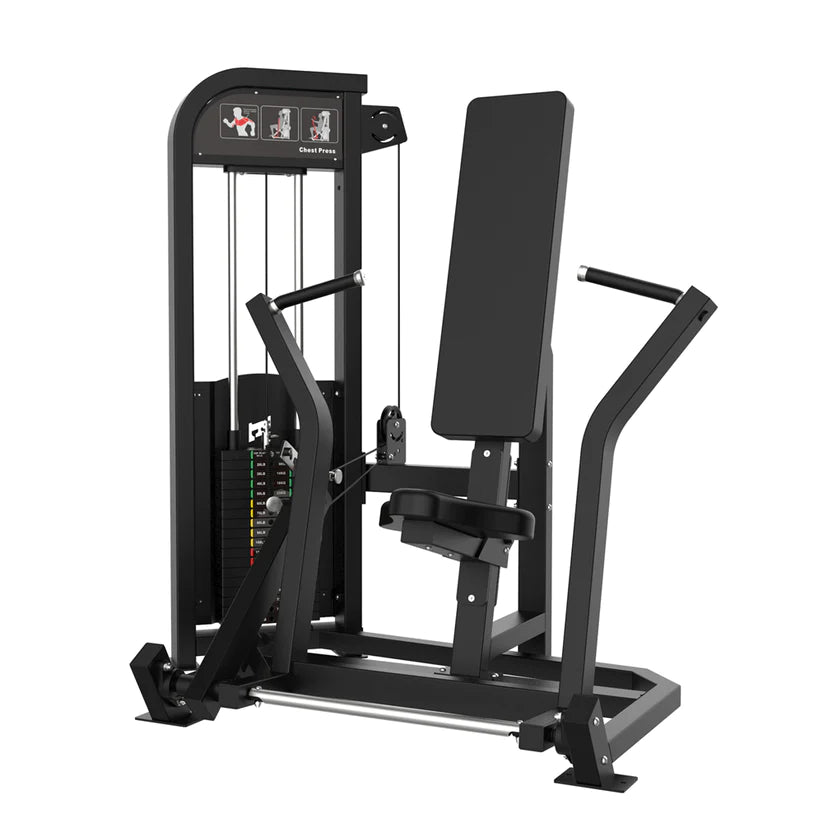 Excel Seated Chest Press - Selectorized Bench Press - Gas Shock Assisted Seat Adjustment
