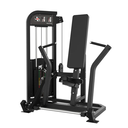 Excel Seated Chest Press - Selectorized Bench Press - Gas Shock Assisted Seat Adjustment