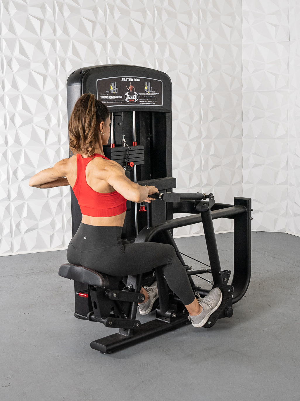 Elite Selectorized Seated Row - Commercial Adjustable Seated Pin Selectorized Rear Delt Workout