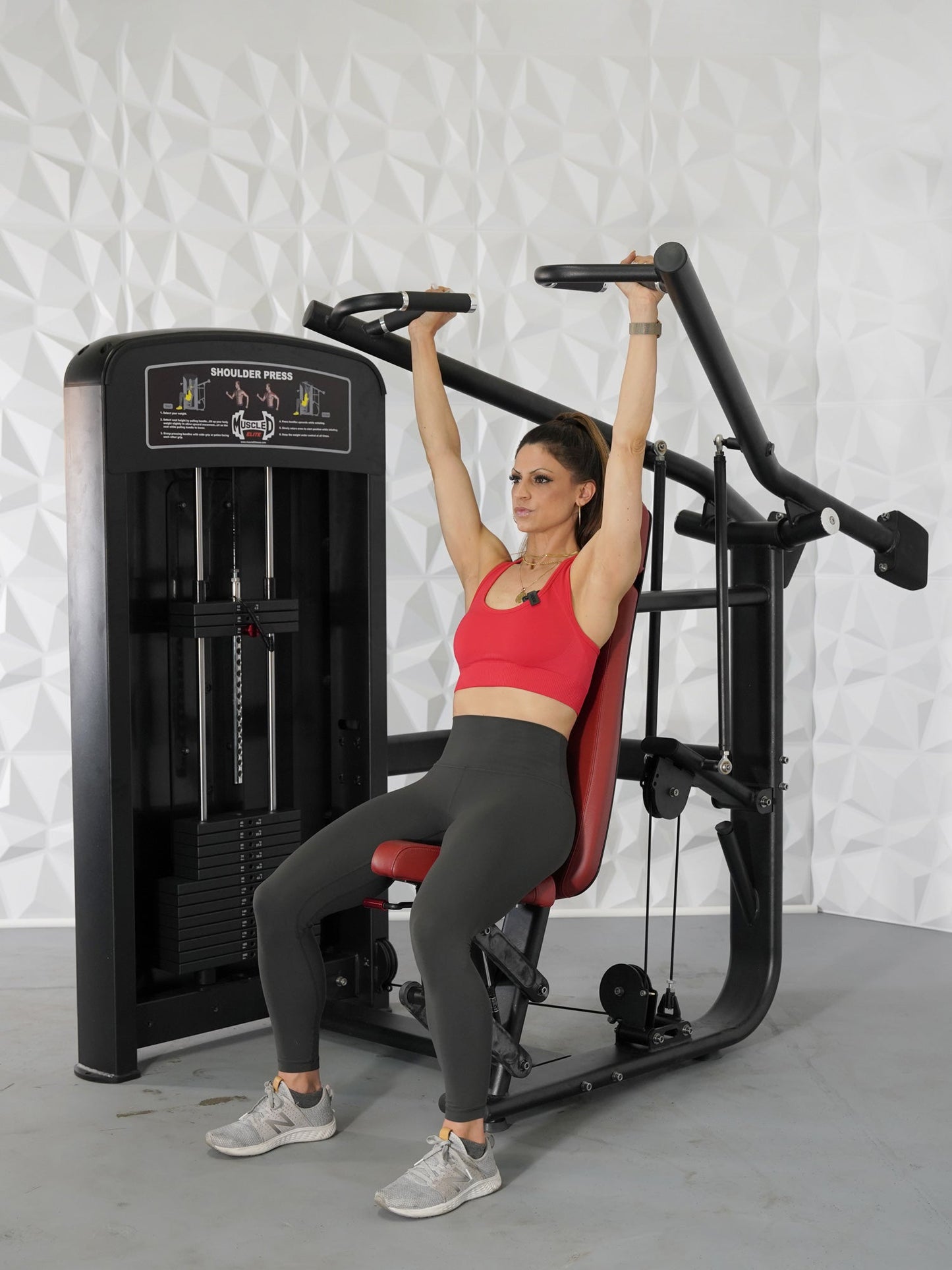 Elite Selectorized Shoulder Press - Commercial Adjustable Seated Pin Selectorized Shoulder Press Traps Shoulder Workout
