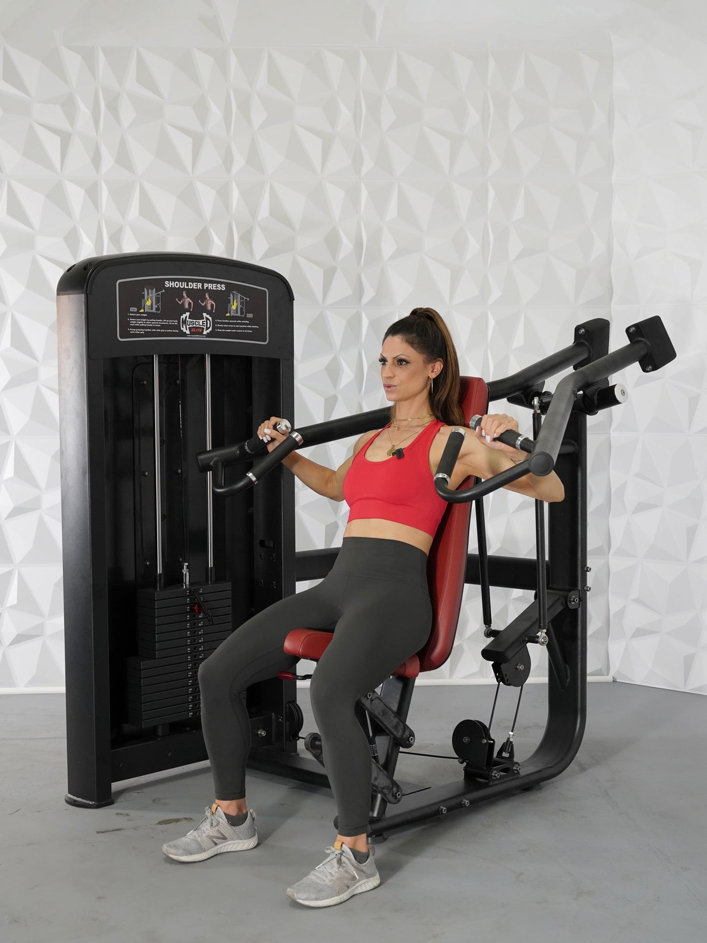 Elite Selectorized Shoulder Press - Commercial Adjustable Seated Pin Selectorized Shoulder Press Traps Shoulder Workout