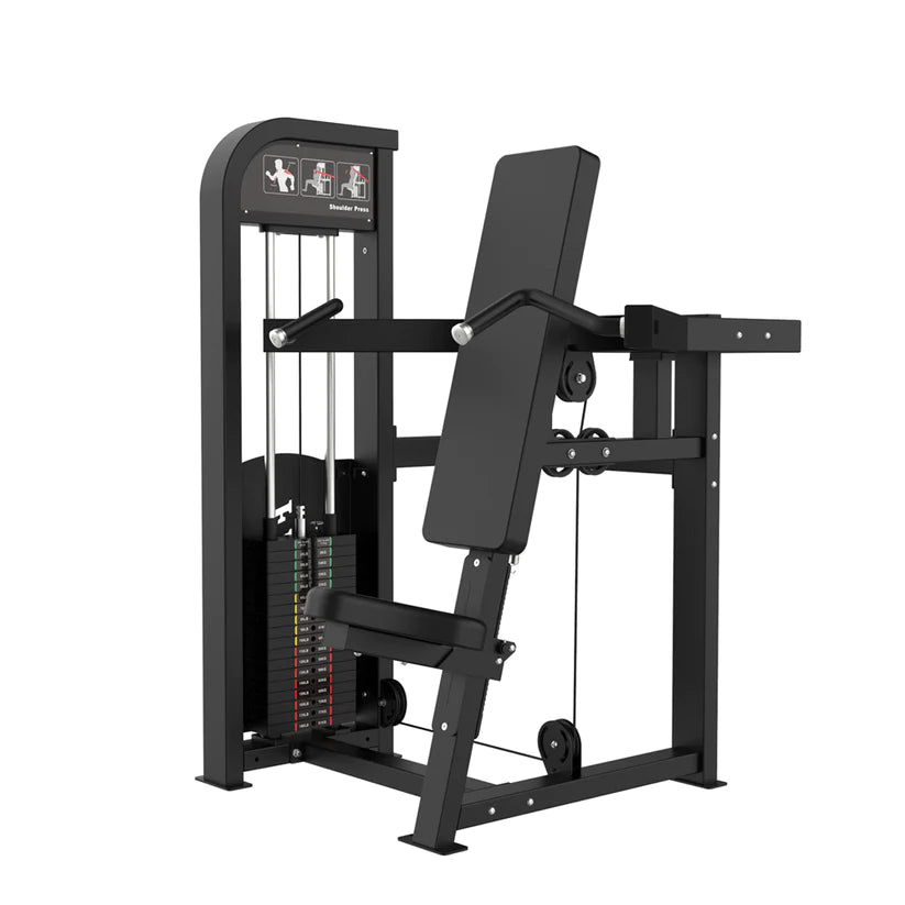 Excel Shoulder Press - Selectorized Military Press - Gas Shock Assisted Seat Adjustment