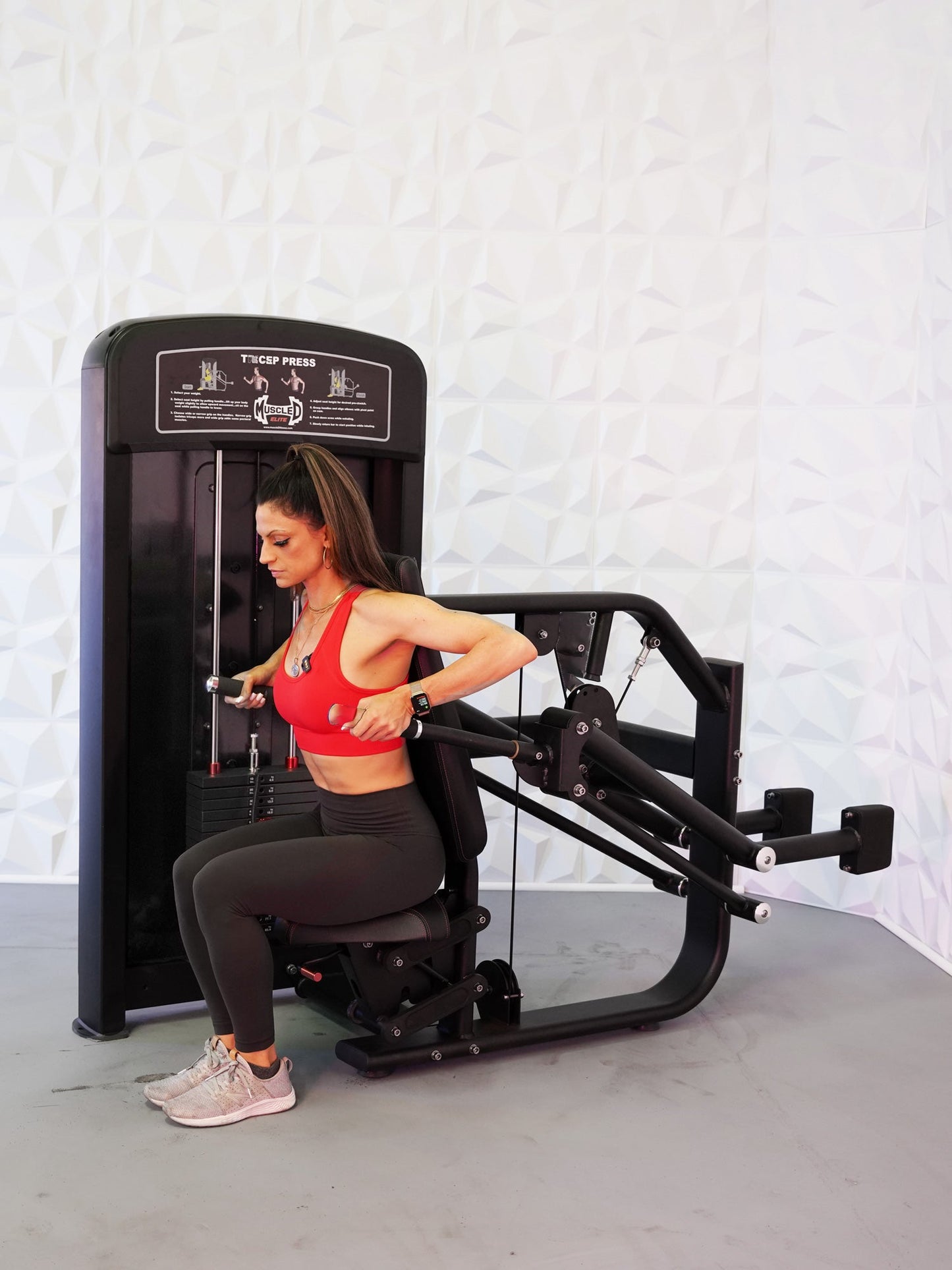 Elite Selectorized Triceps Press - Commercial Adjustable Seated Pin Selectorized Triceps Press Dip Press