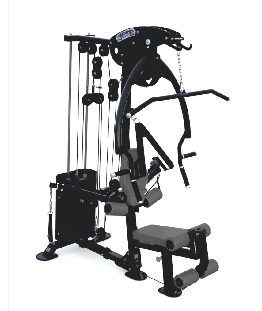 Compact Single-Stack Multi-Gym - Leg Extension Seated Chest Row Seated Row Chest Pulley AB Crunch Home Gym