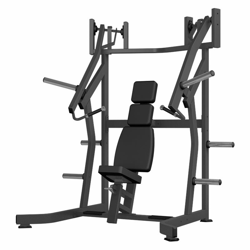 Excel Iso-Lateral Incline Press - Plate Load Incline Bench - Gas Shock Assisted Seat Adjustment - Weight Storage Pegs