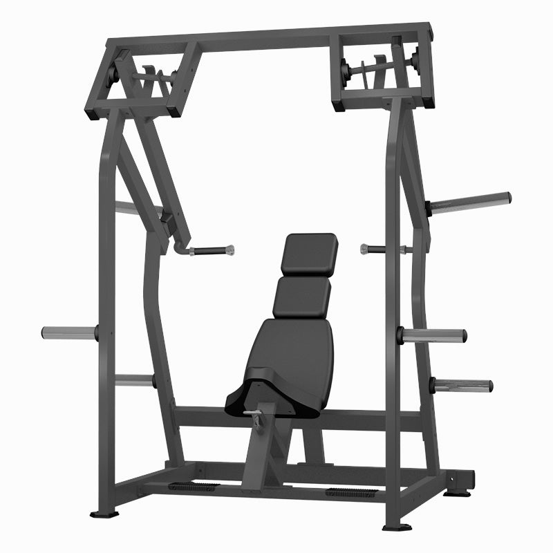 Excel Iso-Lateral Shoulder Press - Plate Load Military Press - Gas Shock Assisted Seat Adjustment - Plate Storage Pegs