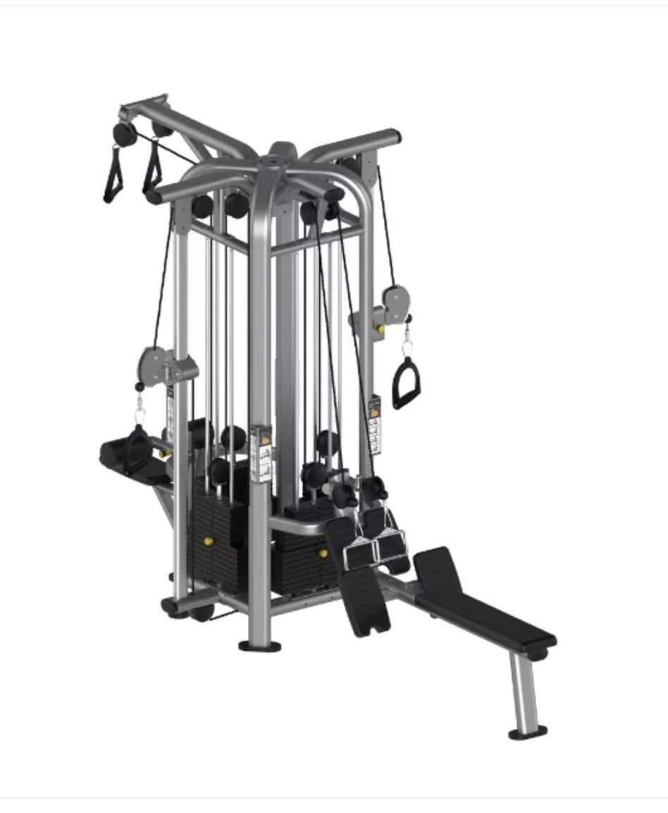 4 Stack Megatron Deluxe Jungle Gym 3 Colors - Commercial-Grade Lat Pull-down, Low Row, Chin-Up, Adjustable Hi/Low Pulleys