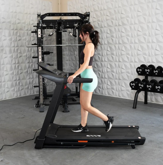 Light Commercial Folding Treadmill - LED Display - Heart Rate Monitor - Safety Clip