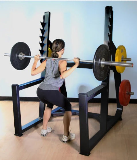 Commercial Squat Rack - Adjustable Squat Rack Gym Storage Black / Silver