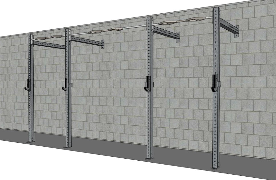 TGrip Commercial 14' Wall Mount Rig - 3x3 Steel - Functional Multi-Grip Pull-Up - Sandwich Style J-Hooks
