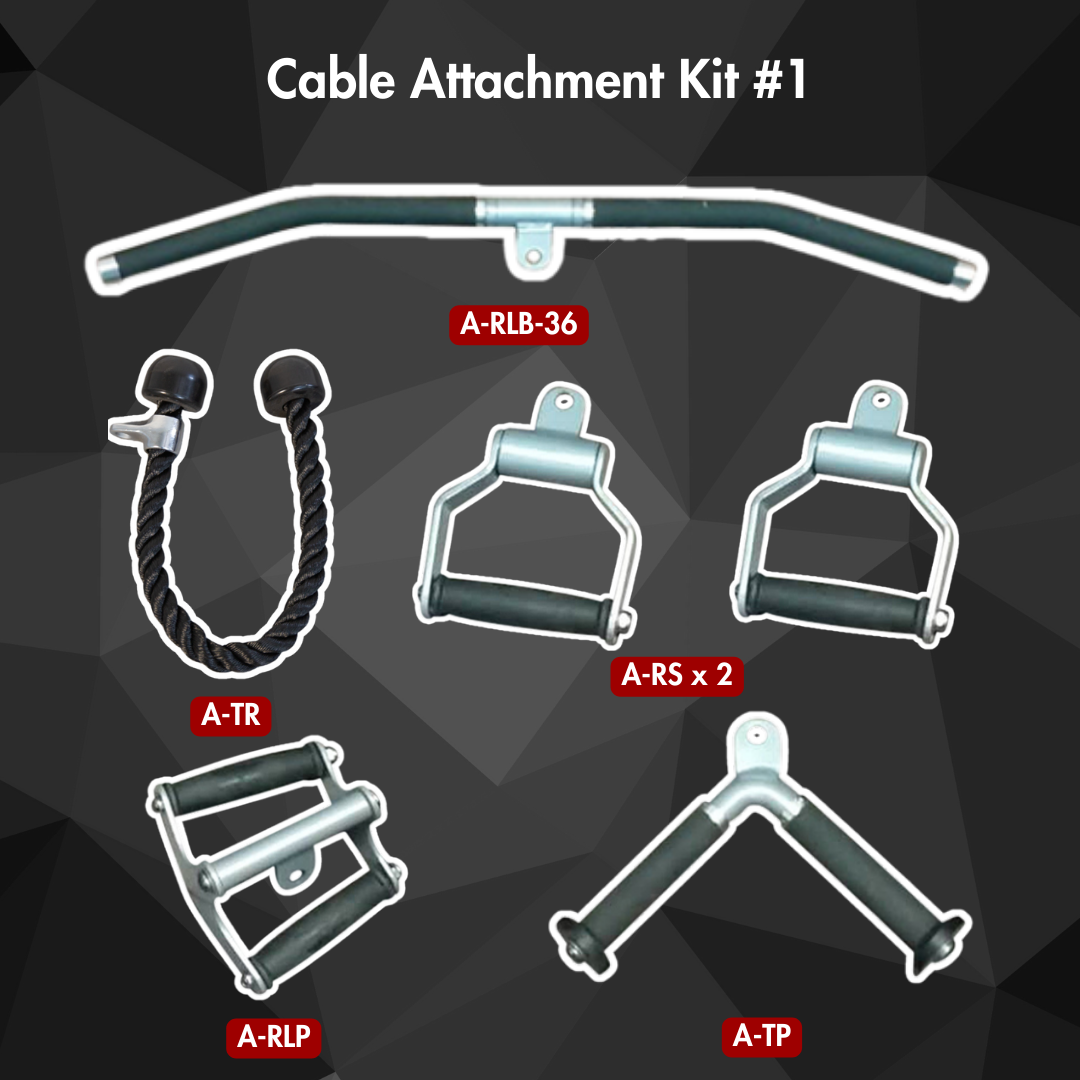 Base Cable Attachment Kit #1 - Triceps Rope Lat Bar Pulley Bar Triceps Press-Down Bar