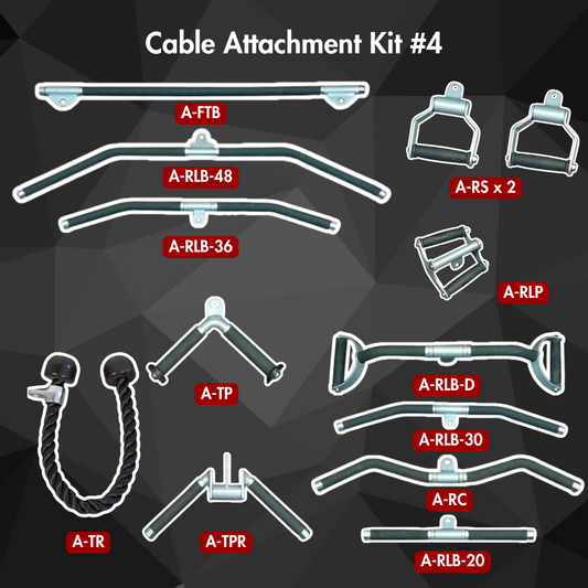 Complete Cable Attachment Kit #4 - Triceps Rope Rotate Lat Bar Single Handles Low Row Bar Training Bar