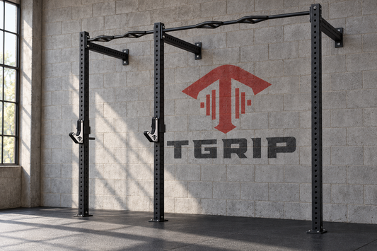 TGrip Commercial 10' Wall Mount Rig - 3x3 Steel - Functional Multi-Grip Pull-Up - Sandwich Style J-Hooks