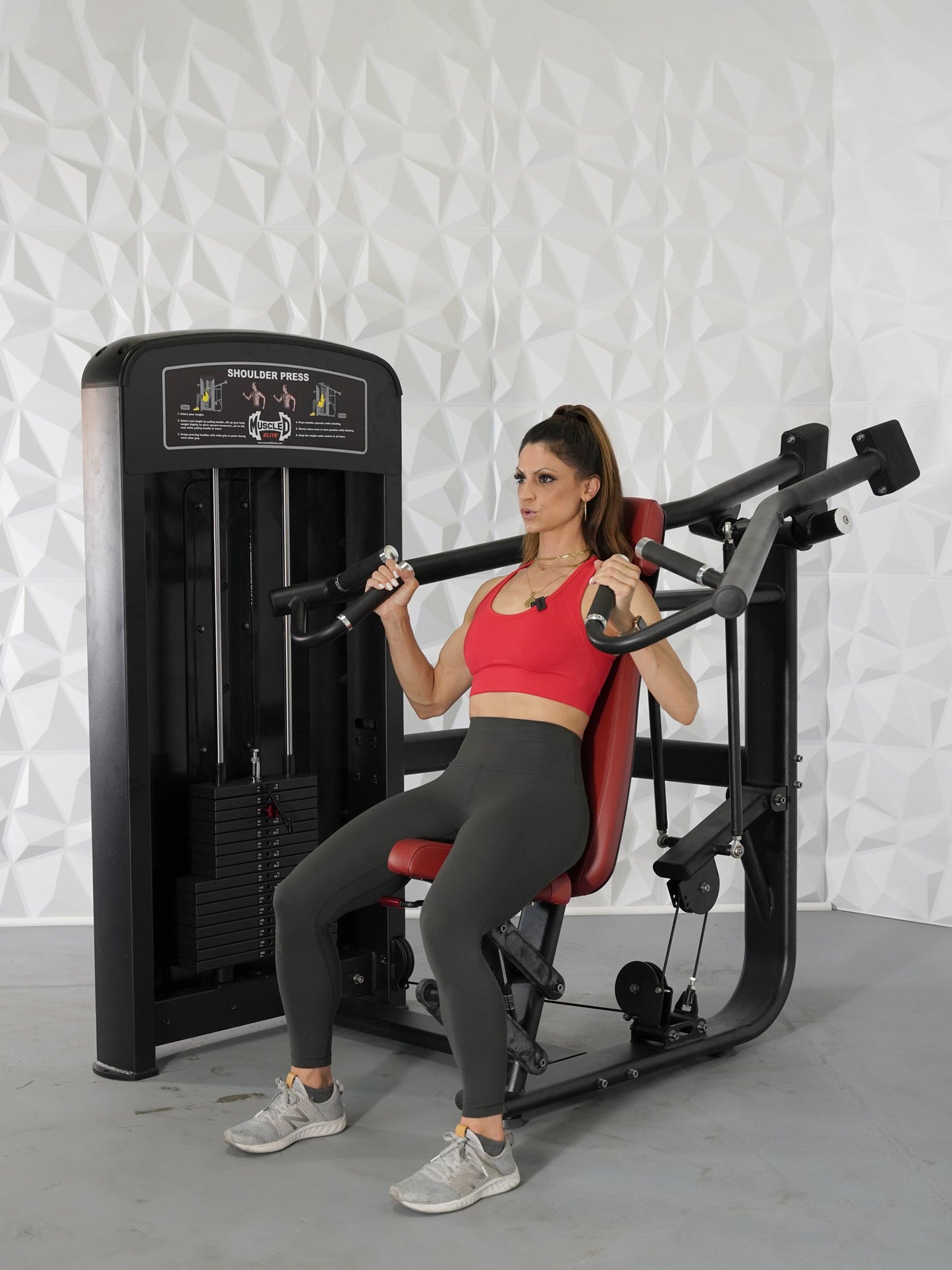 Elite Selectorized Shoulder Press - Commercial Adjustable Seated Pin Selectorized Shoulder Press Traps Shoulder Workout