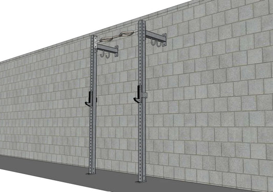 TGrip Commercial 4' Low Profile Wall Mount Rig - 3x3 Steel - Functional Multi-Grip Pull-Up - Sandwich Style J-Hooks