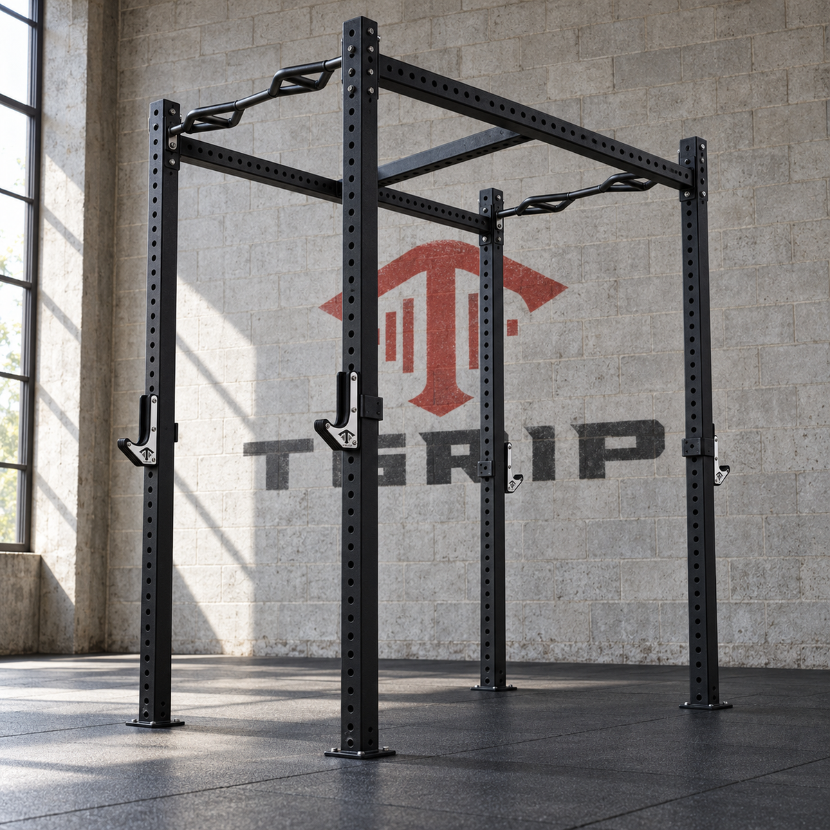 TGrip Commercial 4' Wide Rig - 3x3 Steel - Functional Multi-Grip Pull-Up - Sandwich Style J-Hooks