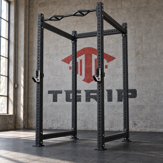 TGrip Commercial 4 Post Rack - 3x3 Steel - Functional Multi-Grip Pull-Up - Sandwich Style J-Hooks