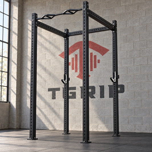 TGrip Basic Commercial 4 Post Rack - 3x3 Steel - Functional Multi-Grip Pull-Up - Sandwich Style J-Hooks