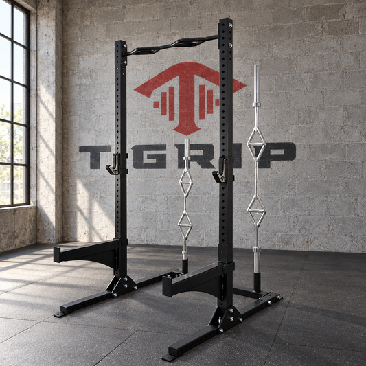 TGrip Commercial Squat Stand - 3x3 Steel - Functional Multi-Grip Pull-Up - Bar & Plate Storage - J-Hooks