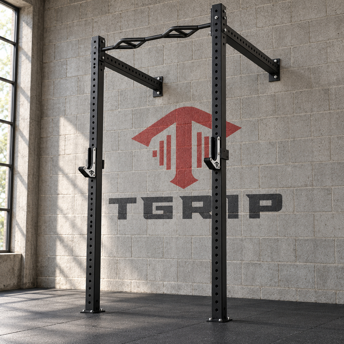 TGrip Commercial 4' Wall Mount Rig - 3x3 Steel - Functional Multi-Grip Pull-Up - Sandwich Style J-Hooks