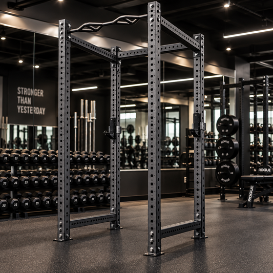 TGrip Commercial 4 Post Rack - 3x3 Steel - Functional Multi-Grip Pull-Up - Sandwich Style J-Hooks