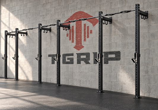 TGrip Commercial 24' Low Profile Wall Mount Rig - 3x3 Steel - Functional Multi-Grip Pull-Up - Sandwich Style J-Hooks