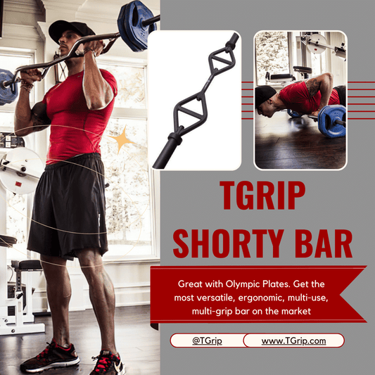 TGrip Shorty Bar (Black) - 1.9" Sleeve for use with Olympic Plates