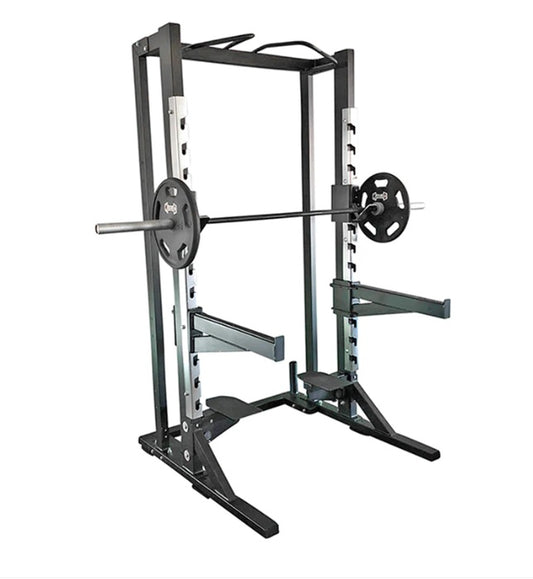 Deluxe Half Rack - Heavy Duty Adjustable Safety Bar Pull Up Vertical Olympic Bar Storage Half Rack