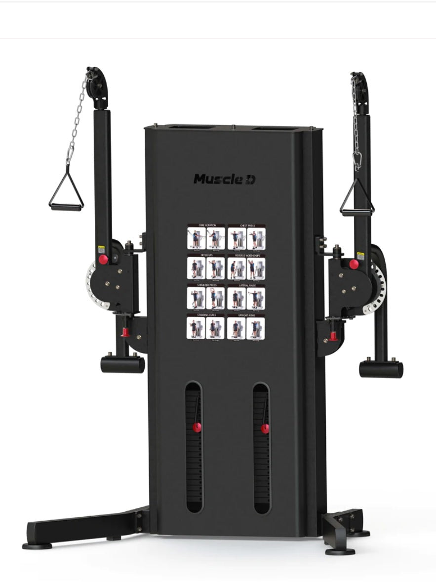 Megatron Multi-Functional Trainer -  Selectorized Weight Adjustment - Adjustable Arms - Single Handle Attachments