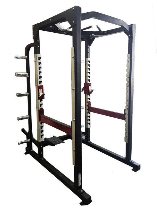 Power Cage - Commercial Squat Rack - Functional Pull-Up Bar - 10 Weight Storage Pegs