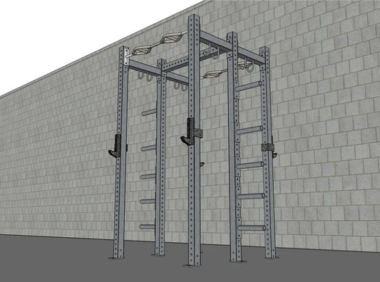 TGrip Commercial Double Half Rack - 3x3 Steel - Functional Multi-Grip Pull-Up - Integrated Plate Storage - J-Hooks