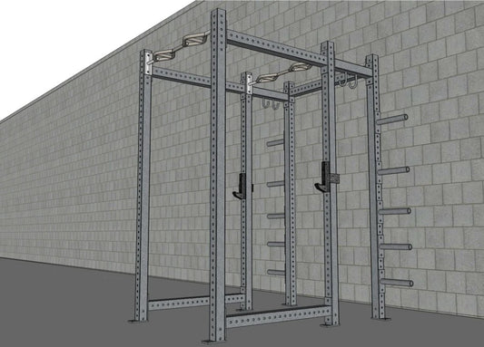 TGrip Commercial Full Power Rack - 3x3 Steel - Functional Multi-Grip Pull-Up - Plate Storage - J-Hooks