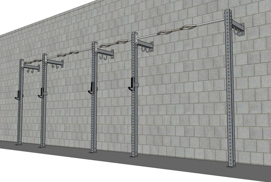 TGrip Commercial 20' Low Profile Wall Mount Rig - 3x3 Steel - Functional Multi-Grip Pull-Up - Sandwich Style J-Hooks