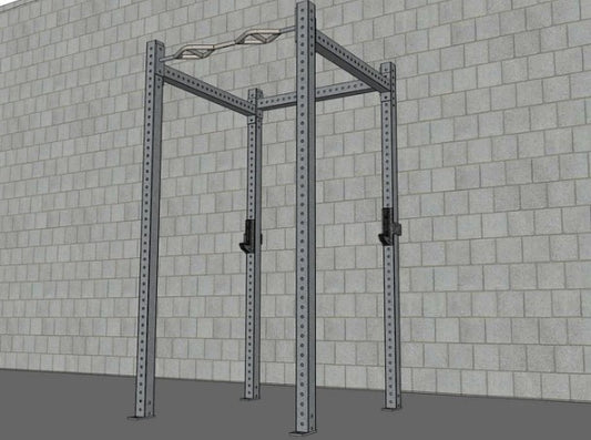 TGrip Basic Commercial 4 Post Rack - 3x3 Steel - Functional Multi-Grip Pull-Up - Sandwich Style J-Hooks