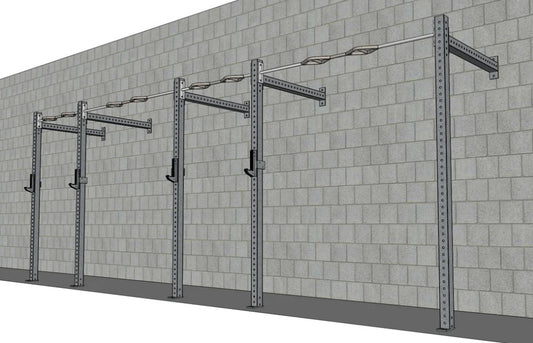 TGrip Commercial 20' Wall Mount Rig - 3x3 Steel - Functional Multi-Grip Pull-Up - Sandwich Style J-Hooks