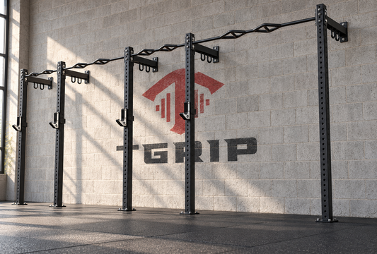 TGrip Commercial 20' Low Profile Wall Mount Rig - 3x3 Steel - Functional Multi-Grip Pull-Up - Sandwich Style J-Hooks