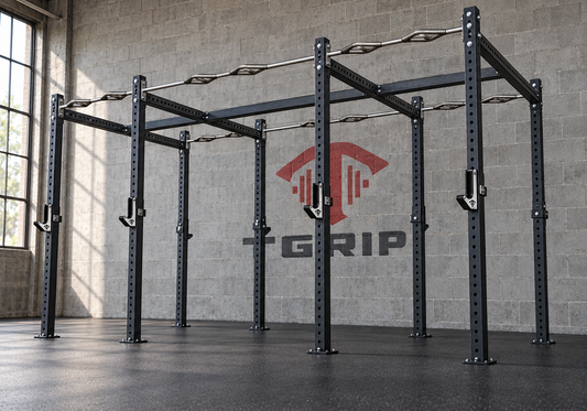 TGrip Commercial 14' Rig - 3x3 Steel - Functional Multi-Grip Pull-Up - Sandwich Style J-Hooks
