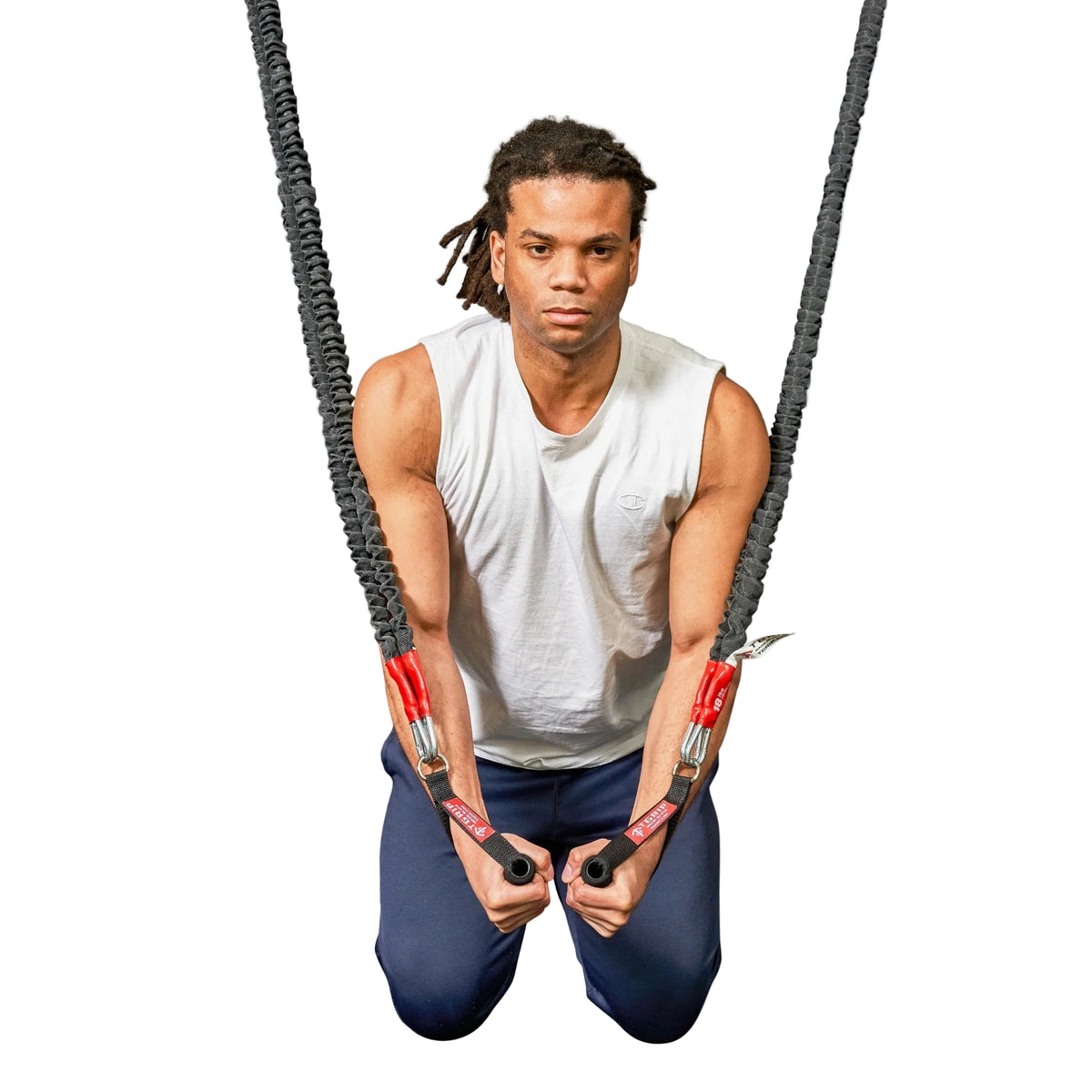 Chest fly exercise using TGrip resistance bands