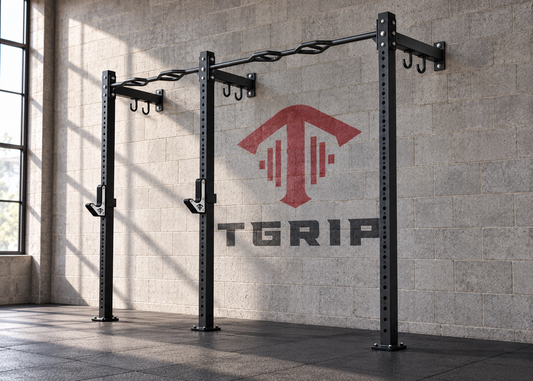 TGrip Commercial 10' Low Profile Wall Mount Rig - 3x3 Steel - Functional Multi-Grip Pull-Up - Sandwich Style J-Hooks