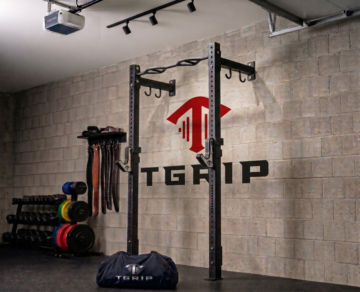 TGrip Commercial 4' Low Profile Wall Mount Rig - 3x3 Steel - Functional Multi-Grip Pull-Up - Sandwich Style J-Hooks